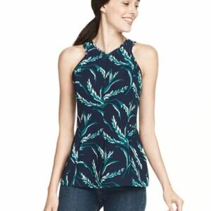 Draper James Green Blue Flower Peplum Top